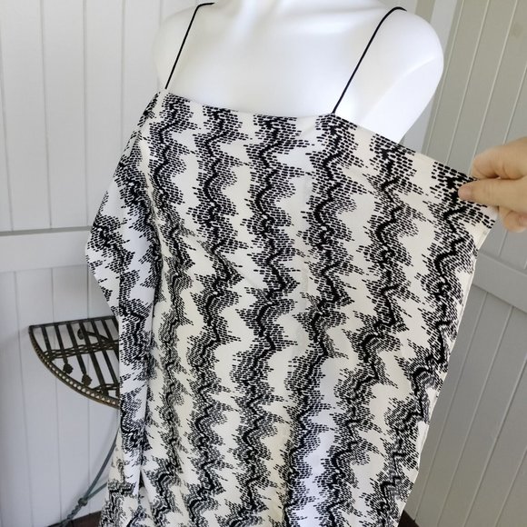 Country Road Size 10 Dress White Black A Line Ruffle Abstract Tie Waist Cocktail - Picture 7 of 13